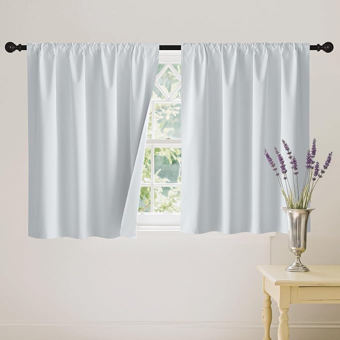 RYB HOME White 100% Blackout Curtains, Short Thermal Insulated Heat & UV by RYBHOME