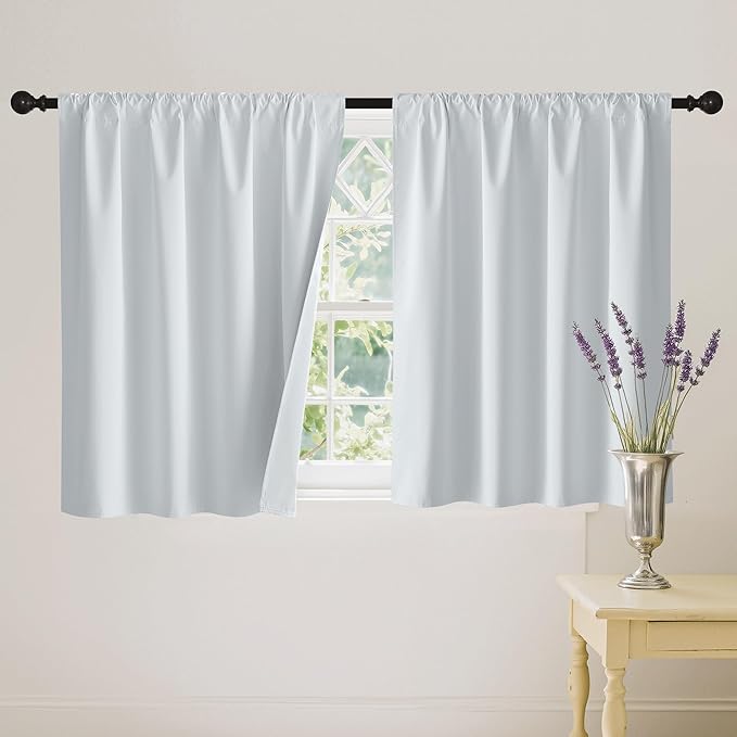 RYB HOME White 100% Blackout Curtains, Short Thermal Insulated Heat & UV by RYBHOME