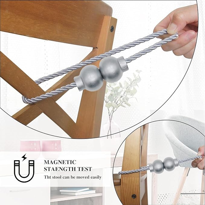 2 Pack Magnetic Curtain Tiebacks Modern Handmade Rope Curtain Tie Backs - Image 6