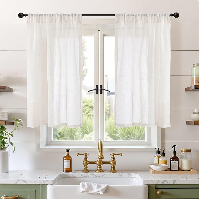 BGment Short Linen Curtains 45 Inch Length by BGment