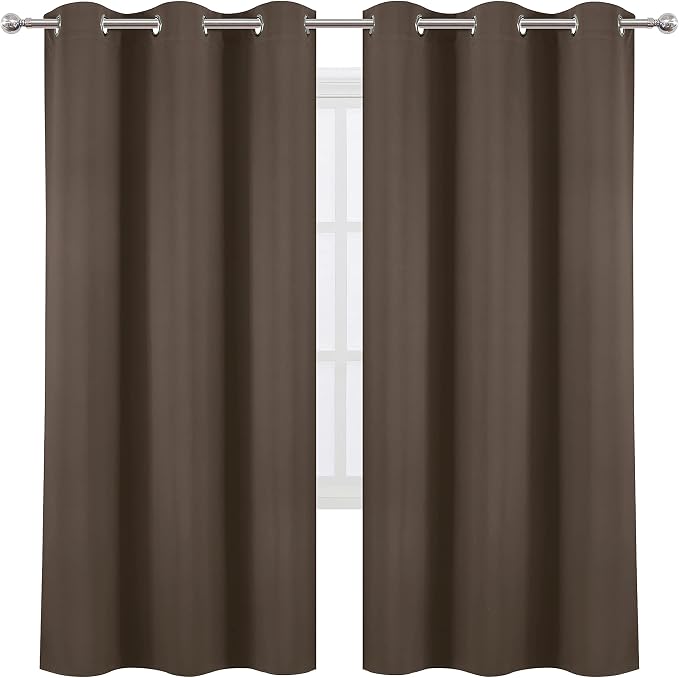LEMOMO Chocolate Brown Thermal Blackout Curtains/42 x 72 Inch/Set of 2 Panels - Image 2