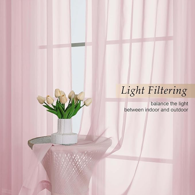 Extra Long Blush Sheer Curtains - Image 3