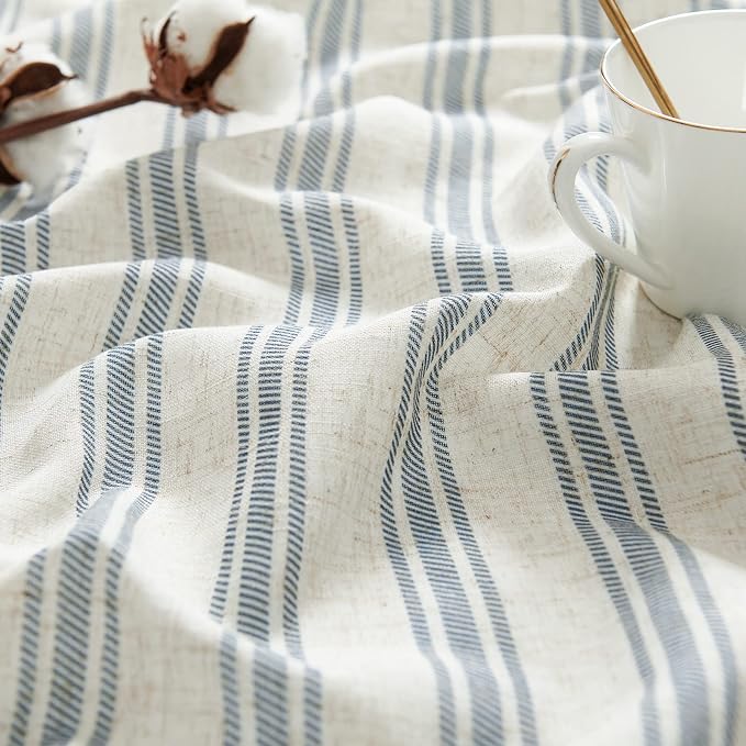 jinchan Striped Valance Farmhouse Window Treatment Linen Textured Drapes - Image 6