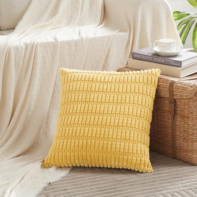 Fancy Homi 4 Packs Yellow Spring Decorative Throw Pillow Covers 20x20 Inch - Image 2