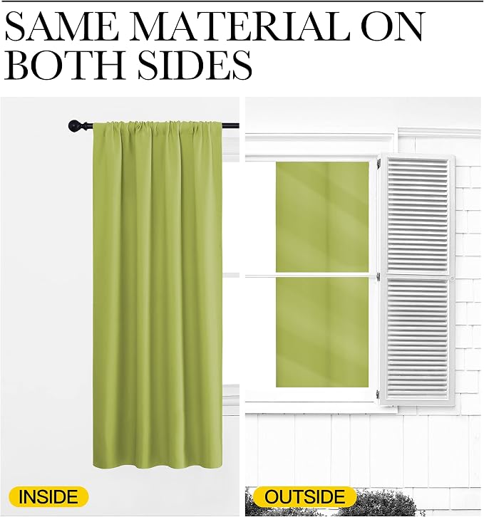 NICETOWN Fresh Green Kitchen Curtains, Short Blackout Curtains & Drapes - Image 5
