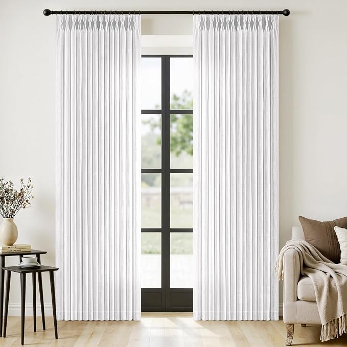 MIULEE Pinch Pleated Thick Linen Curtains 84 Inches Long 2 Panels, Pinch Pleat by MIULEE
