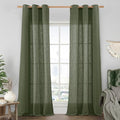 LAMIT Olive Green Linen Curtains 84 inch Length, Soft Linen Textured Light by LAMIT