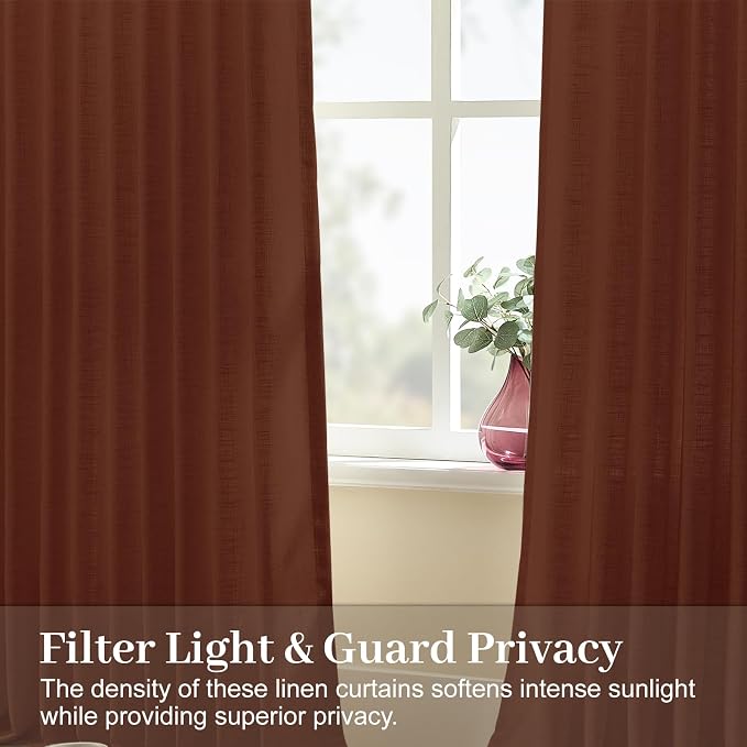 Pinch Pleated Linen Curtains 84 Inch Length 2 Panels Set, Light Filtering Linen - Image 3