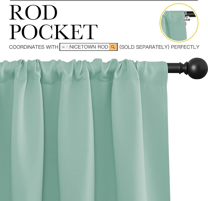 NICETOWN 2 Panels Blackout Curtains, Rod Pocket Window Curtains Room Darkning - Image 2