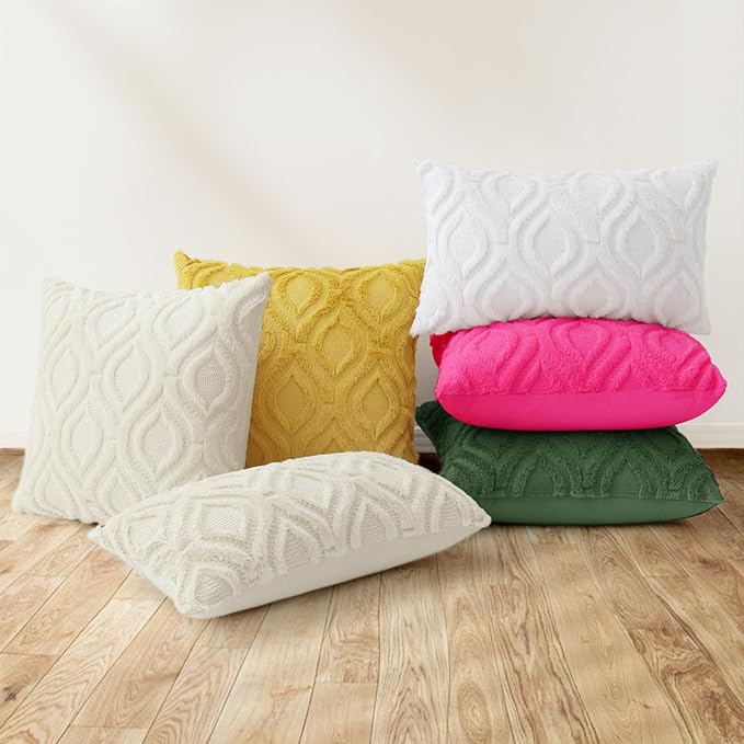 decorUhome Throw Pillow Covers 24x24 Inch Set of 2, Soft Plush Faux Wool Forest - Image 8