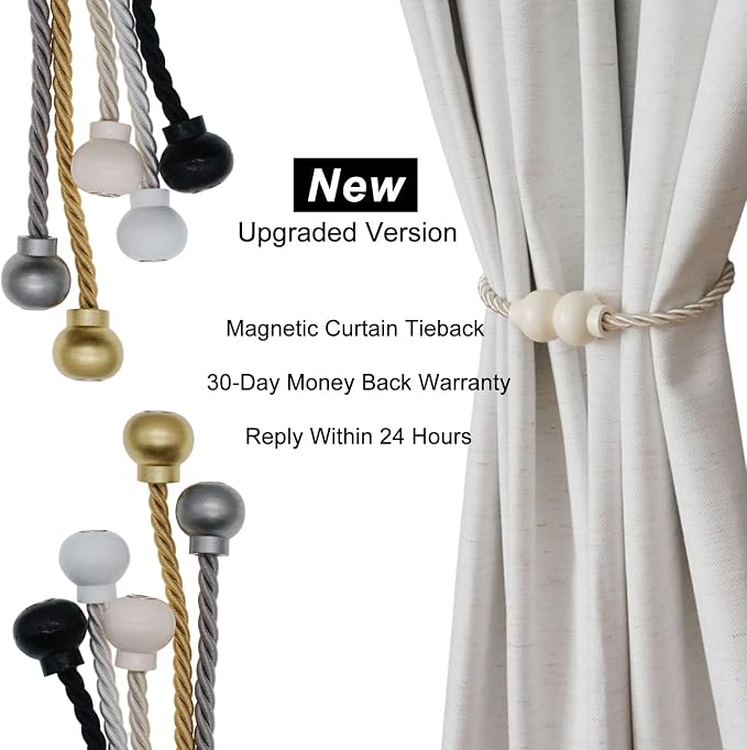 6 Pack Magnetic Curtain Tiebacks Modern Handmade Rope Curtain Tie Backs - Image 7