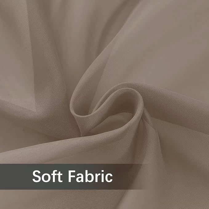 youleyar Solid Sheer Rod Pocket Curtain Voile Draperies 2 Panels White Beige - Image 6