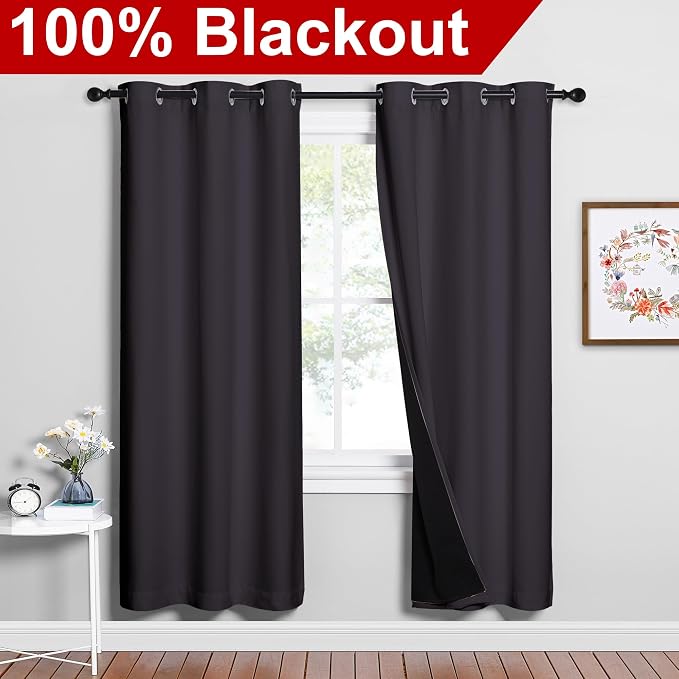 NICETOWN 100% Blackout Window Curtain Panels, 2 Pieces, 42-inch Wide Per Panel - Image 2