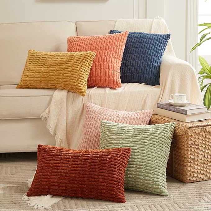 Fancy Homi 4 Packs Boho Coral Decorative Throw Pillow Covers 20x20 Inch - Image 6