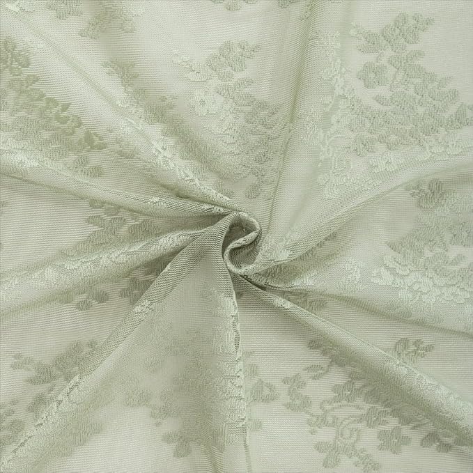 YJ YANJUN Vintage Lace Curtains 36 Inch Length-Victorian Floral Pattern Boho - Image 2