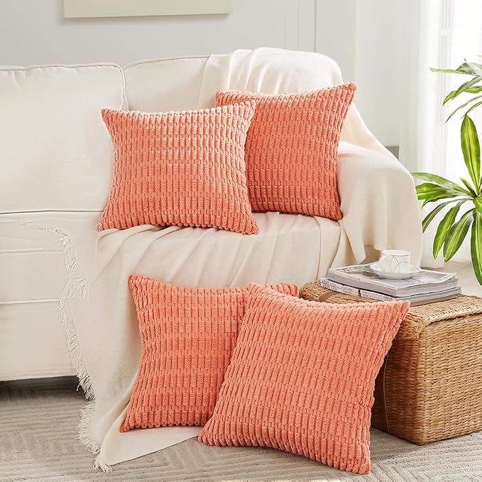 Fancy Homi 4 Packs Boho Coral Decorative Throw Pillow Covers 24x24 Inch by Fancy+Homi