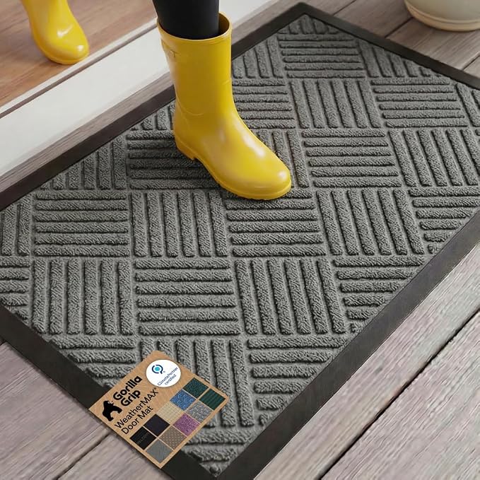GORILLA GRIP 100% Waterproof All-Season WeatherMAX Doormat 35x23, US Designed by GorillaGrip
