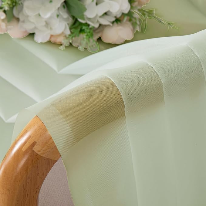 Lecloud Light Green Sheer Curtains 84 Inches Long 2 Panels Set, Airy Voile - Image 3