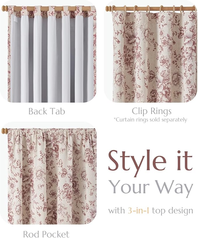 jinchan Blackout Floral Curtains - Image 4