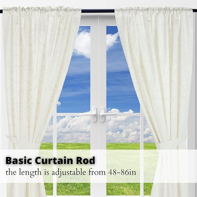 Yafa Home Fashion Heavy Duty Single Standard Adjustable Curtain Rod Hardware - Image 3