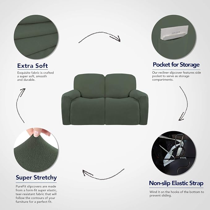 PureFit Super Stretch Loveseat Recliner Sofa Couch Cover - Image 3