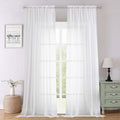 Lecloud White Sheer Curtains 102 Inches Long 2 Pcs, Light Filtering Living Room by Lecloud