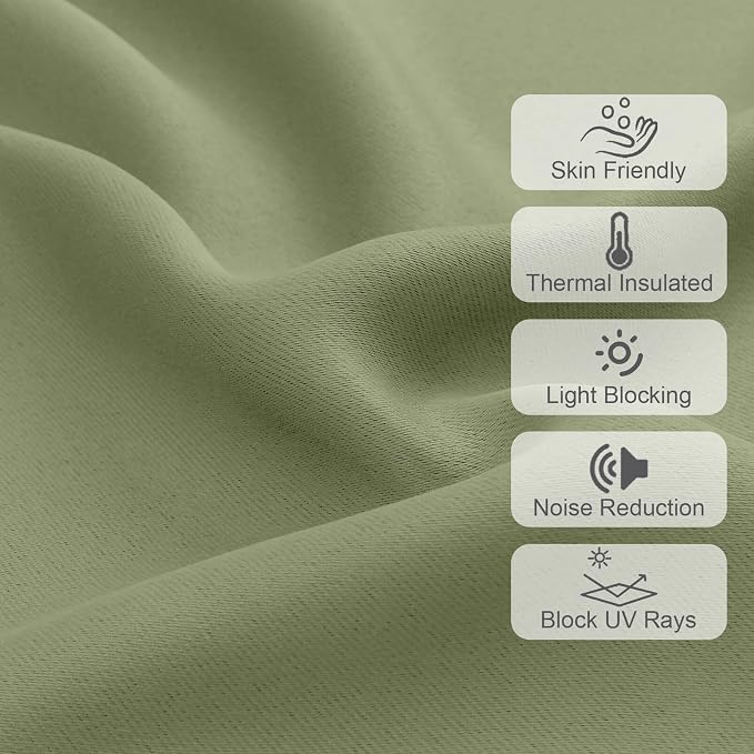 Chyhomenyc Sage Green Valances for Window, Room Darkening Short Curtains for - Image 4