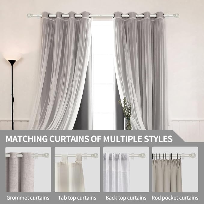 Thestoa Nickel Curtain Rods for Windows 48 to 84-92 Inch, Stainless Steel Long - Image 6