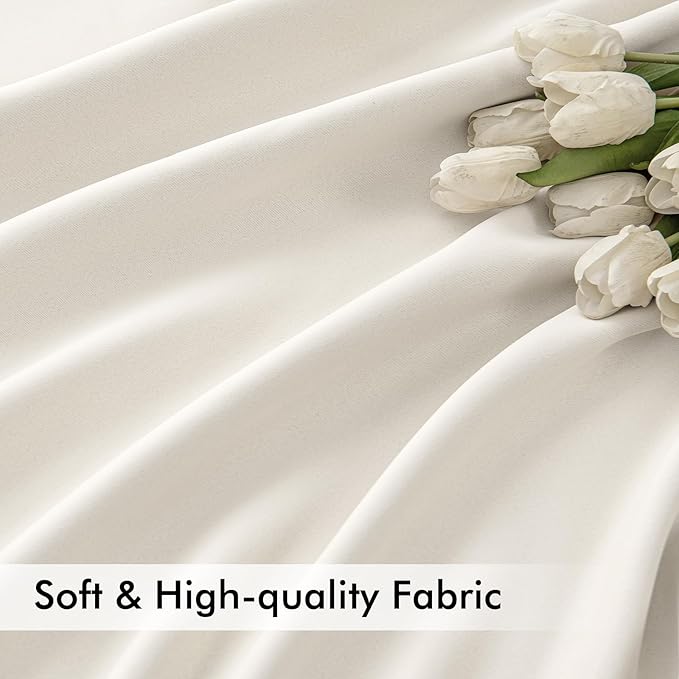 MIULEE Ivory Back Tab Blackout Curtains 102 Inch Long 2 Panels Set - Image 6