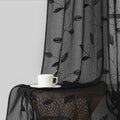HOMEIDEAS Black Sheer Curtains 52 X 63 Inches Length 2 Panels Black Embroidered by HOMEIDEAS