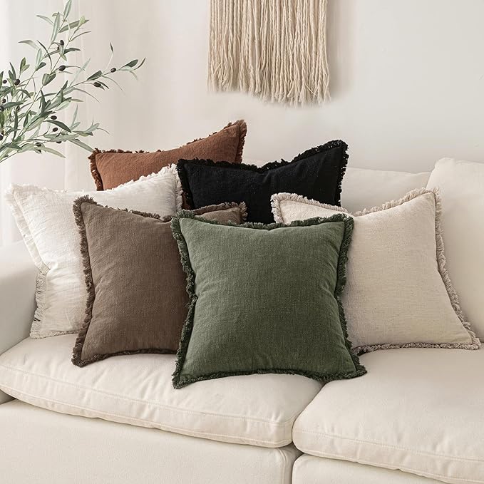 MIULEE Linen Decorative Fall Lumbar Throw Pillow Covers Cocoa Brown 12x20 | Set - Image 6