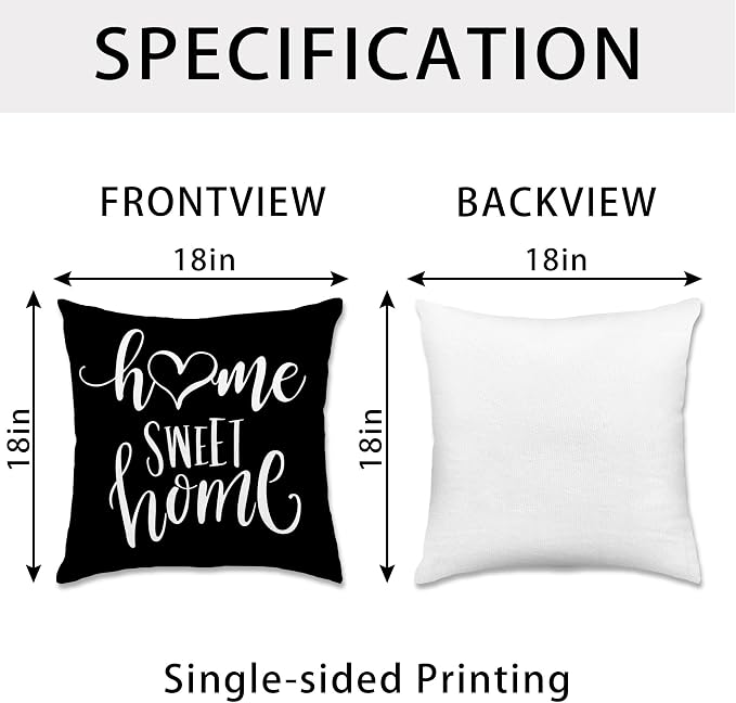 Hexagram Geometric Black Pillow Covers 18x18 Set of 4, Decorative Outdoor Boho - Image 4