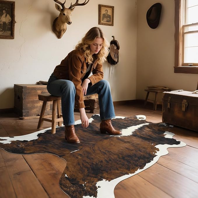 AROGAN Western Decor Faux Fur Cowhide Rug, 6.2x7 Feet Premium Animal Skin Cow - Image 5