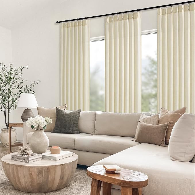 Topfinel Pinch Pleated Curtains 90 Inches Long 2 Panels Set, Cream Semi Sheer - Image 8