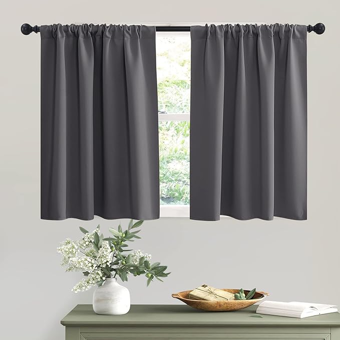 RYB HOME Short Grey Blackout Curtains by RYBHOME
