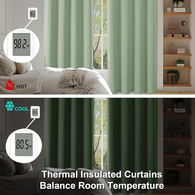 Simplebrand Ava Light Green Short Blackout Curtains - Image 6