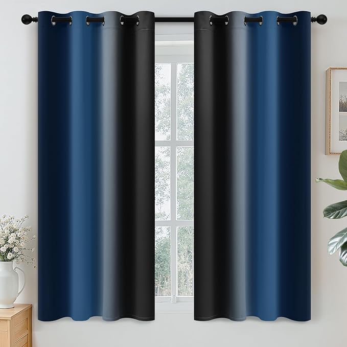Yakamok Blackout Ombre Dark Blue and Black Curtains by Yakamok