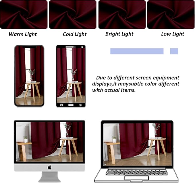Simplebrand Ava Burgundy Short Blackout Curtains - Image 9