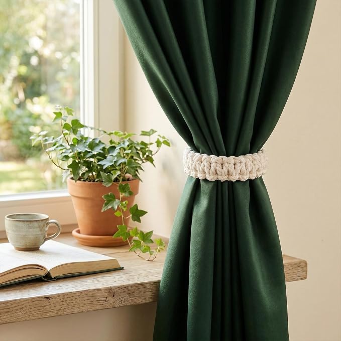 Ptwola 4 Pack Braided Curtain Tiebacks Boho Elegant Rustic Curtain Holdbacks - Image 6