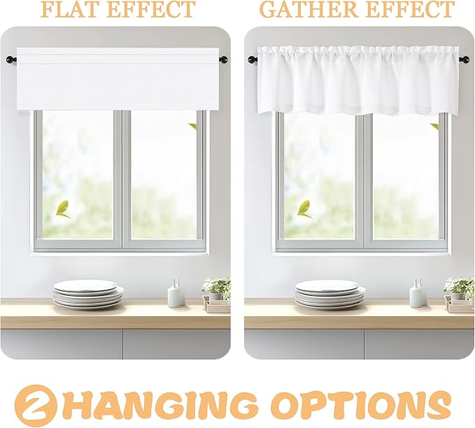 OWENIE White Valances for Windows 1 Pcs 20 Inch Length, Light Filtering - Image 5