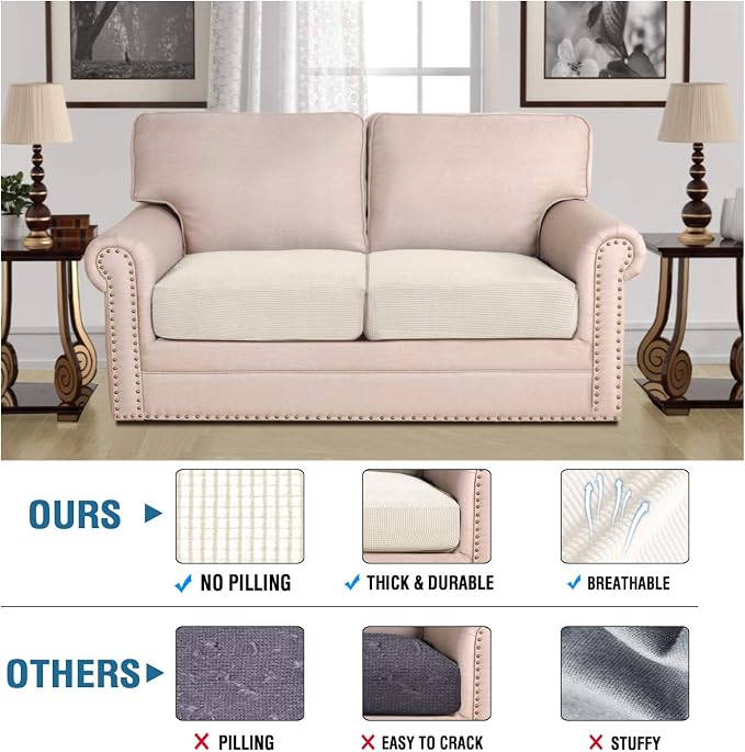 H.VERSAILTEX High Stretch Individual Seat Cushion Covers Sofa Slipcovers Couch - Image 5