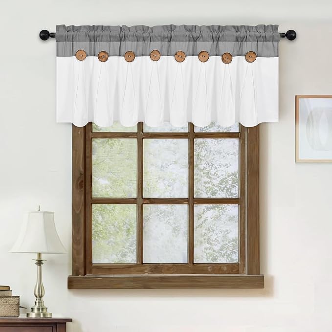 FRAMICS Farmhouse Valance Curtains, Boho Cotton Linen Kitchen Valance, Country - Image 8