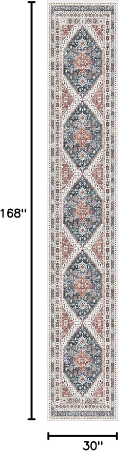 Madane Hallway Runner Rug 2'6''x14' Kitchen Runner, Non Slip Vintage Runners - Image 2