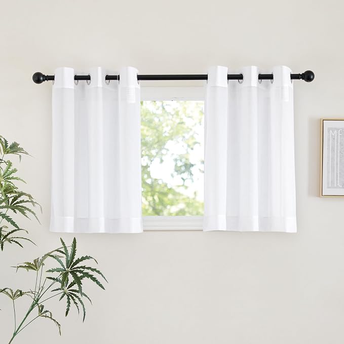 NICETOWN White Short Kitchen Curtains Over Sink 30 inches Long 2 Panels by NICETOWN