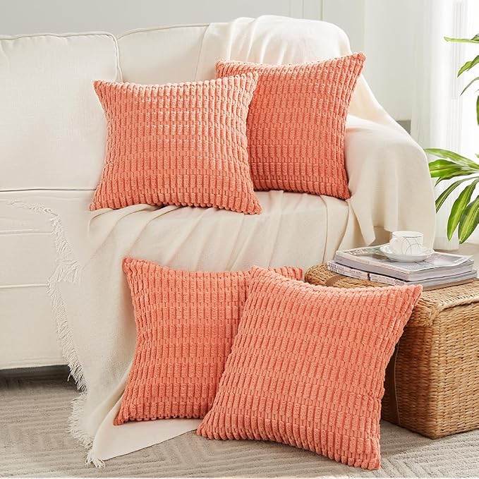 Fancy Homi 4 Packs Boho Coral Decorative Throw Pillow Covers 18x18 Inch by Fancy+Homi