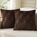 decorUhome Throw Pillow Covers 20x20 Inch Set of 2, Soft Plush Faux Wool Dark by decorUhome