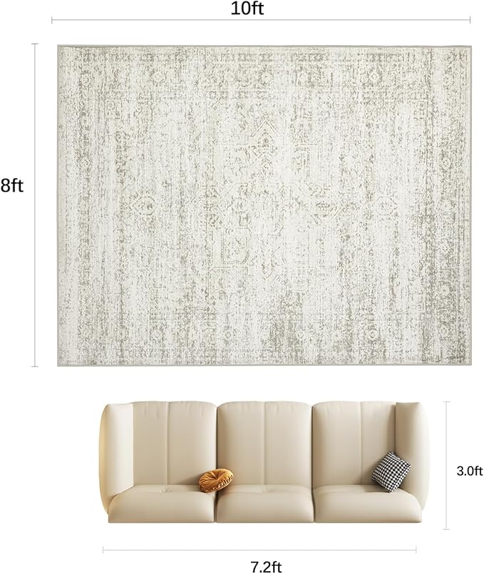Double Layers 8x10 Area Rugs for Living Room- Upgraded Removable Washable Area - Image 2