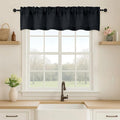 OVZME Black Valance for Windows, Light Filtering Faux Linen Textured Small by OVZME