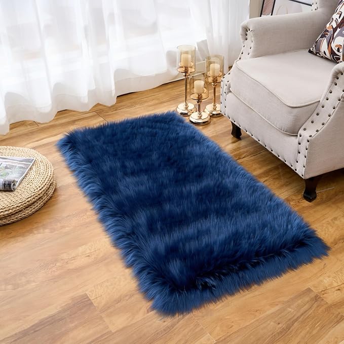 EasyJoy Ultra Soft Fluffy Shaggy Area Rug Faux Fur Rug Chair Cover Seat Pad - Image 3