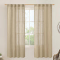 LAMIT Brown Linen Curtains for Bedroom, 72 Inch Length Light Filtering Semi by LAMIT
